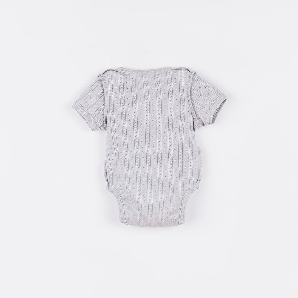 Боди-кимоно с коротким рукавом "Жемчуг" из ажурного хлопка 0+