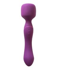 Фиолетовый двусторонний вибромассажер Heating Wand с нагревом - 22 см.