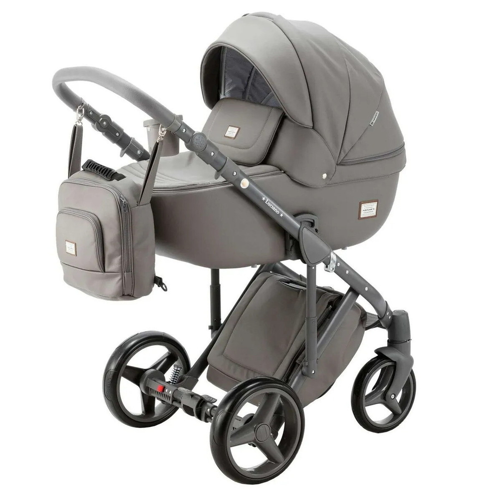 Детская коляска Adamex Luciano Deluxe 3 в 1 Q102 (Т.СЕР 100% КОЖА)