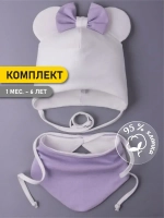 Шапка для девочек с ушками и снуд на осень