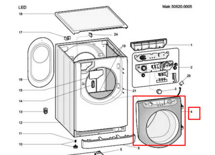 Люк в сборе (стекло люка в сборе с обрамлением) для стиральной машины Hotpoint-Ariston (Аристон) 256746