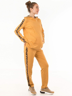 Костюм для беременных и кормящих бардовый с леопардовыми вставками, размер 48