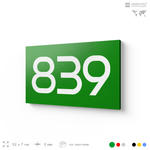 Номер на дверь 839, табличка на дверь для офиса, квартиры, кабинета, аудитории, склада, зеленая 120х70 мм, Айдентика Технолоджи