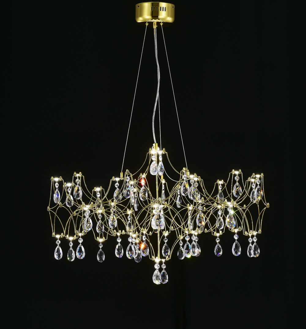 Подвесная люстра светодиодная с пультом и хрустальными подвесками Asfour MyFar Ileria MR2653-57P-50AD