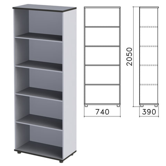 Шкаф (стеллаж) "Монолит", 740х390х2050, 4 полки, цвет серый, ШМ44.11