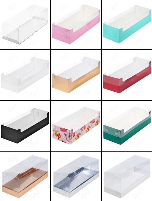 Коробка для рулета с пластиковым куполом 300*100*90 мм (белая), 10шт