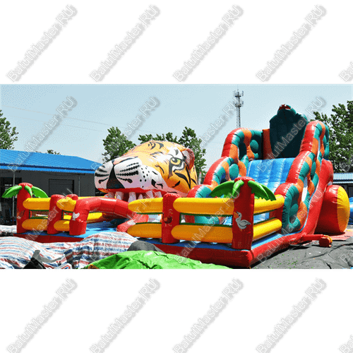 Большая надувная горка "Кобра эконом с роботом", 12*11*7 м