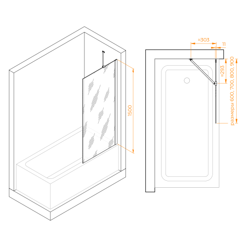 Шторка на ванну RGW SC-150B (Прозрачное, 900)