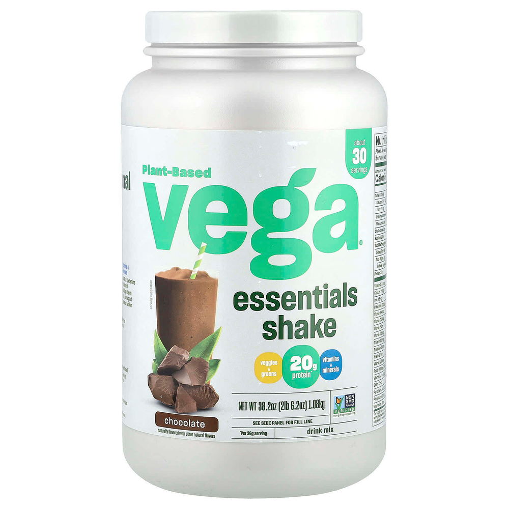 Vega, Растительный коктейль Essentials, шоколад, 1,08 кг (2 фунта 6,2 унции)