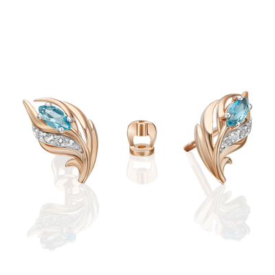 Серьги-пусеты «Секрет счастья» из красного золота с топазом и натуральными топазами white 02-5313-00-201-1110