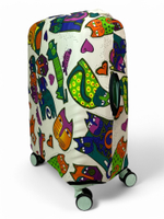 Чехол на чемодан 24", цвет белый/разноцветный, Коты