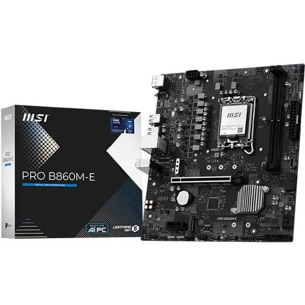 Материнская плата MSI PRO B860M-E (LGA1851/B860/2xDDR5/PCI-Ex16/2xM.2/SB/GLAN/DisplayPort/HDMI/mATX)
