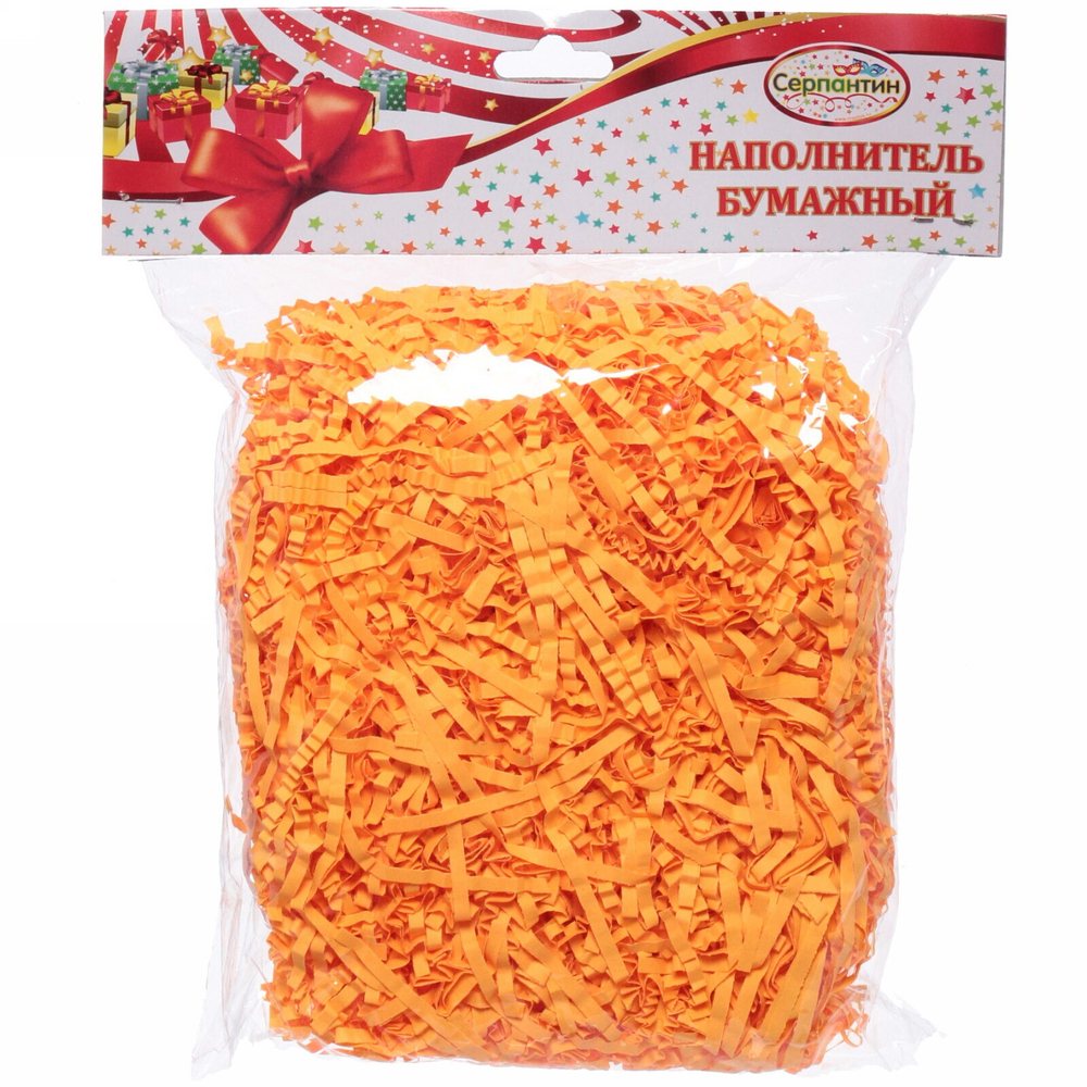 Наполнитель бумажный для подарков «Палящее солнце» 50г (гофре), оранжевый
