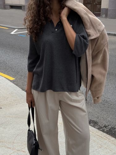 Серая трикотажная футболка-поло