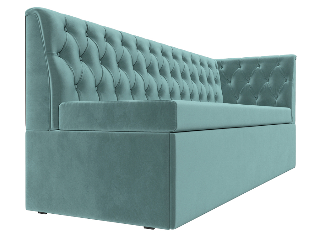 Диван кухонный прямой Маркиз с углом справа, Бирюзовый, Велюр, 112824