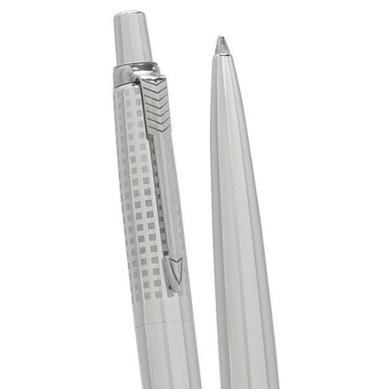 Шариковая ручка Parker Jotter Premium K172, цвет: Shiny SS Chiseled , стержень: Mblue S0908820