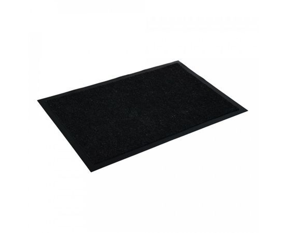 Коврик придверный влаговпитывающий ребристый 40х60см высота ворса 0,5см черный полиэстер подложка ПВХ 24190 TRIP VORTEX