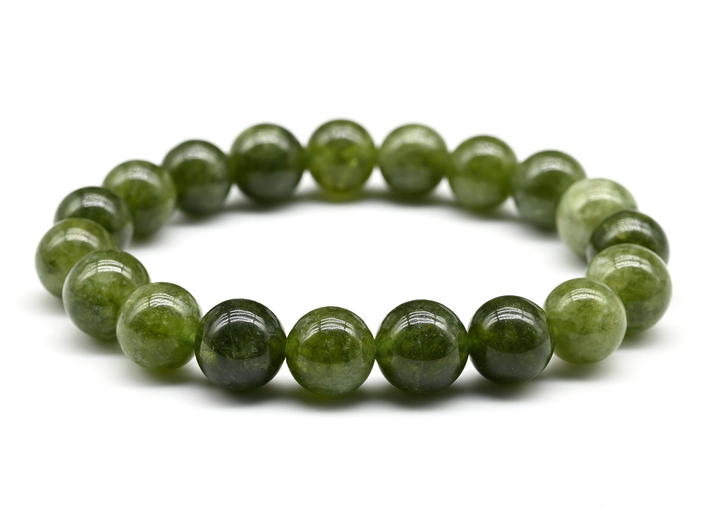 Браслет Кальцит тонированный шар 10 мм цвет оливковый