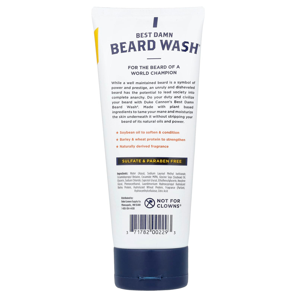 Duke Cannon Supply Co., Best Damn Beard Wash®, хефевайцен с цитрусом, 177 мл (6 жидк. унц.)