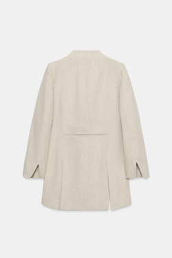 ZARA ДЛИННЫЙ БЛЕЙЗЕР В ПОЛОСКУ — ZW COLLECTION, ПЕСОЧНЫЙ МЕЛАНЖ