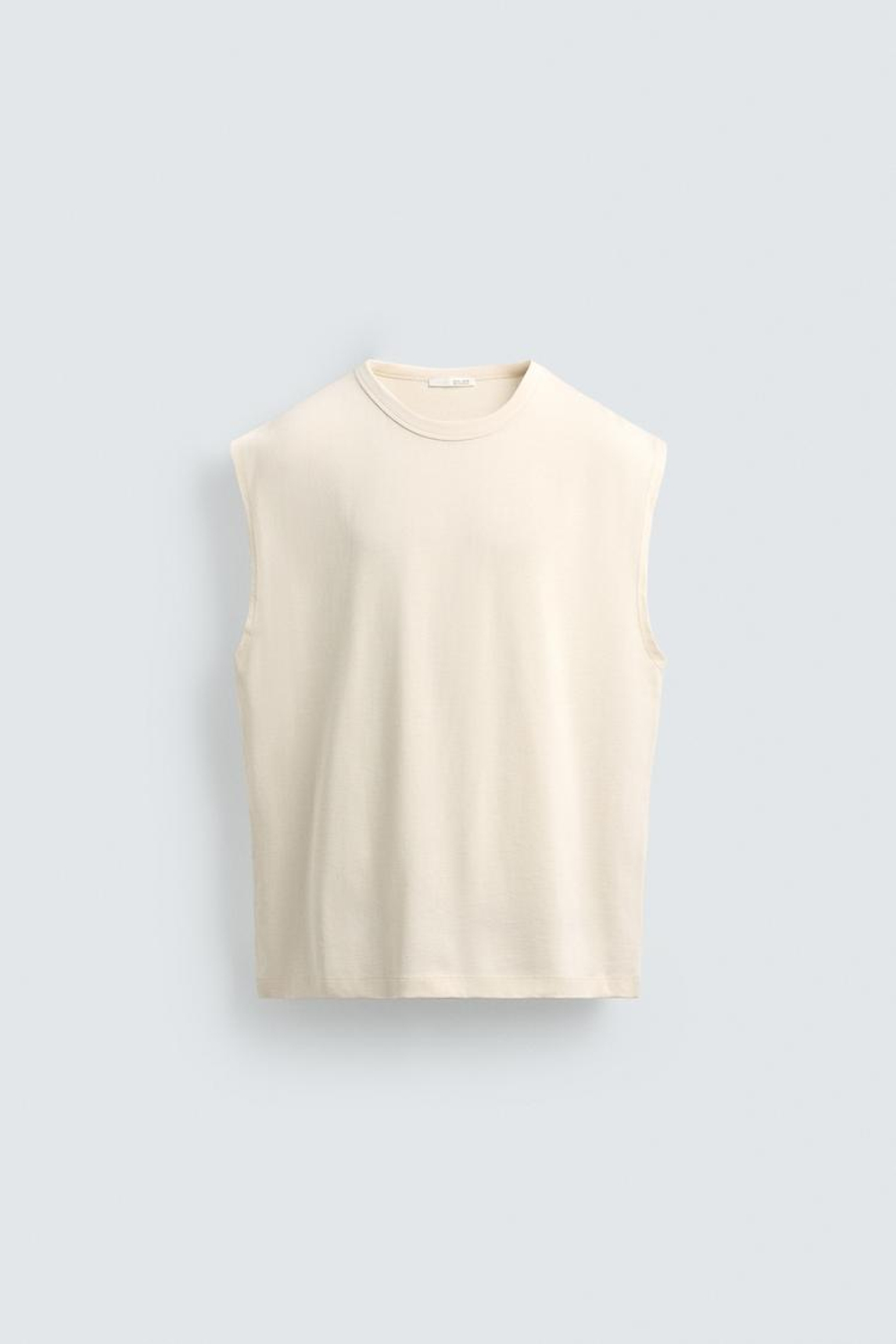 ZARA ФУТБОЛКА RELAXED FIT БЕЗ РУКАВОВ, ЭКРЮ