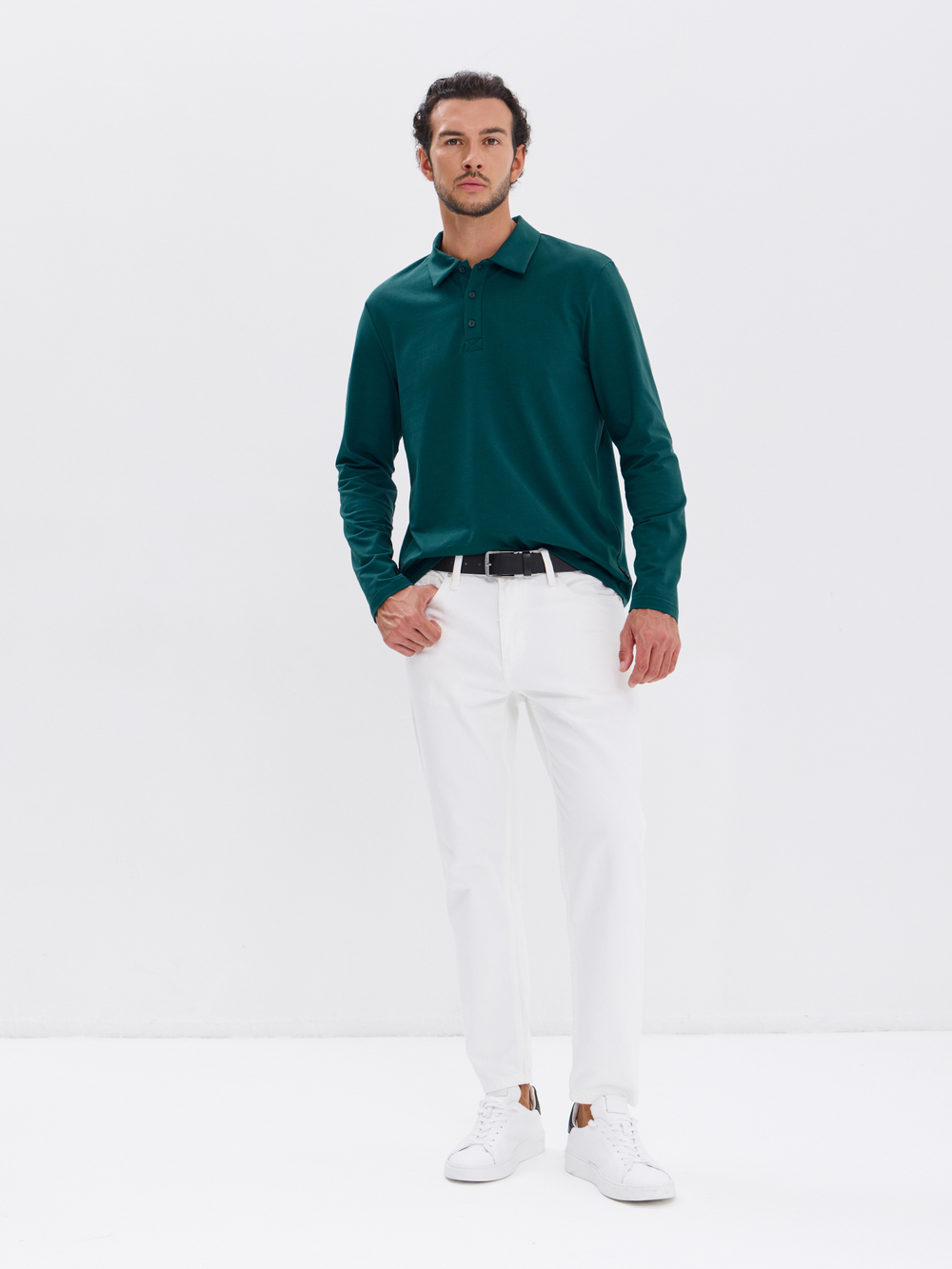 Повседневный базовый лонгслив поло