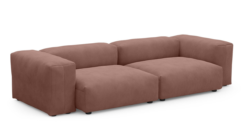 Диван Фиджи двухсекционный (большой) Cilium Coral 273*116*62 см, Розовый Вельвет Нераскладной Фиеста