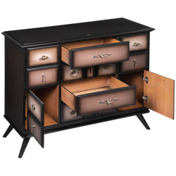 Комод Пандора - 2 с 4 ящиками и 2 полками Орех Оберджин Шоколад