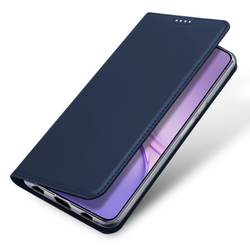 Чехол книжка из кожи синего цвета для Vivo X300 FE 5G (S50 Pro mini), серия Skin Pro Series от Dux Ducis
