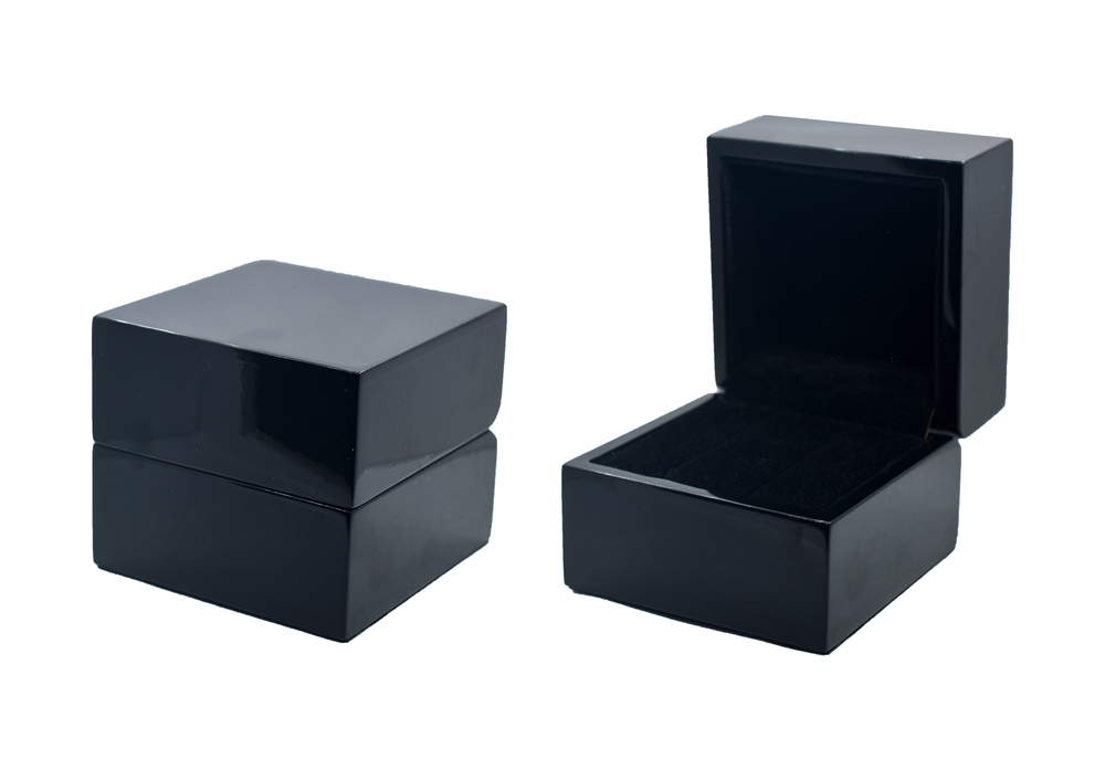 Футляр под кольца/серьги (черный, дерево глянец)