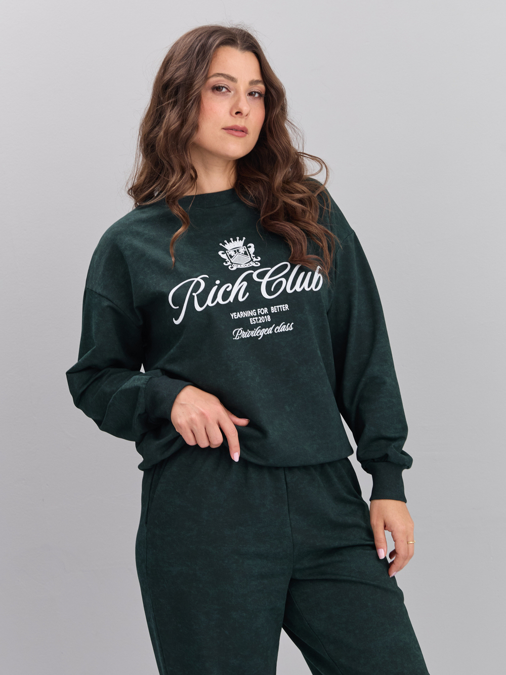 Костюм с брюками КБфл-90М/варенка-изумруд-п