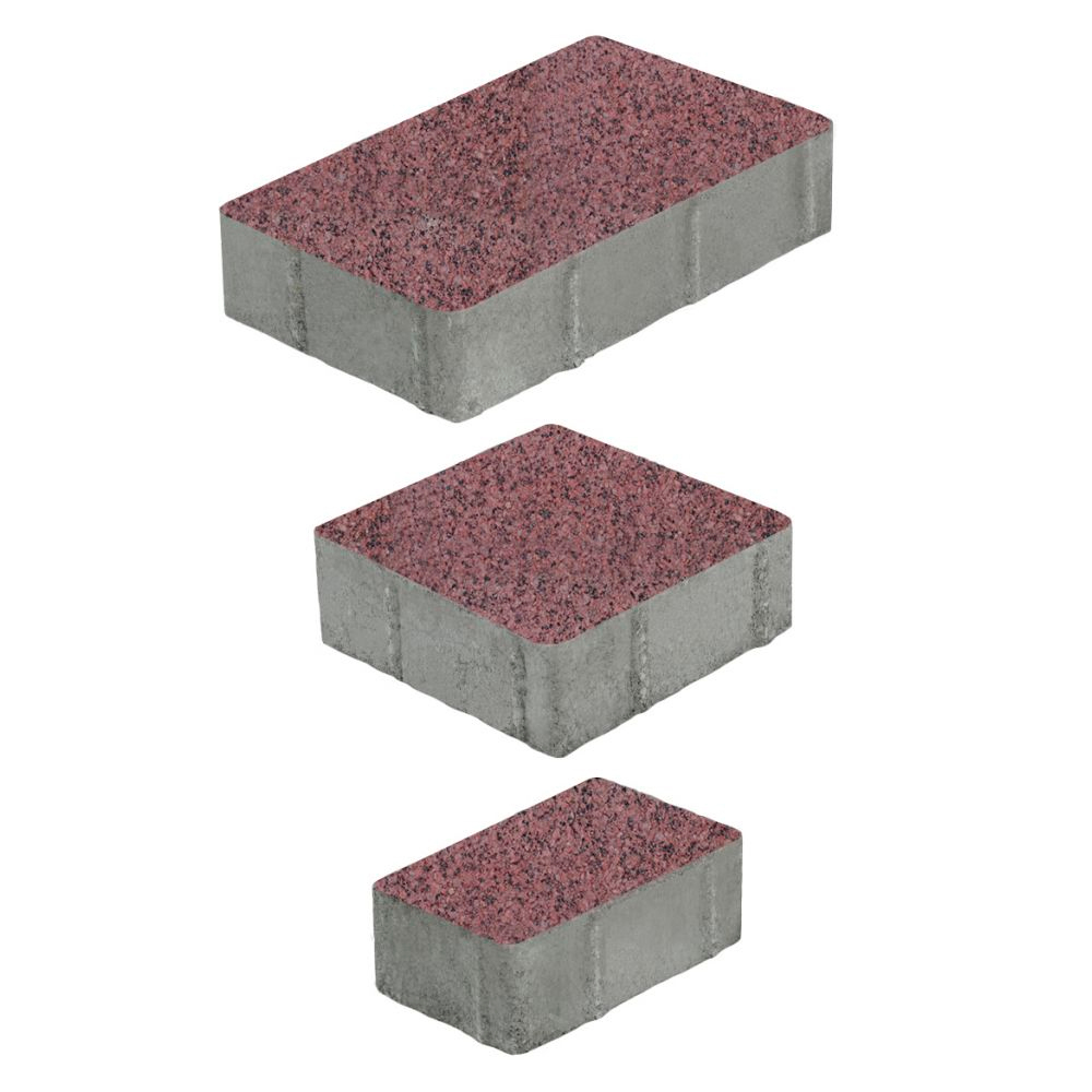 Тротуарная плитка СТАРЫЙ ГОРОД - Гранит+ Красный с черным, комплект из 3 видов плит