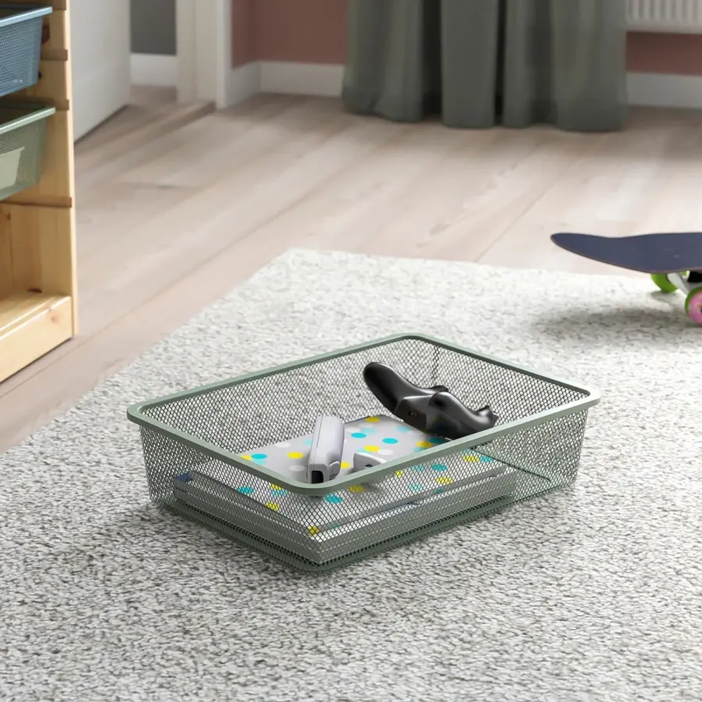 Стеллаж - IKEA TROFAST, 93х44х52 см, сосна/серо-зеленый, ТРУФАСТ ИКЕА