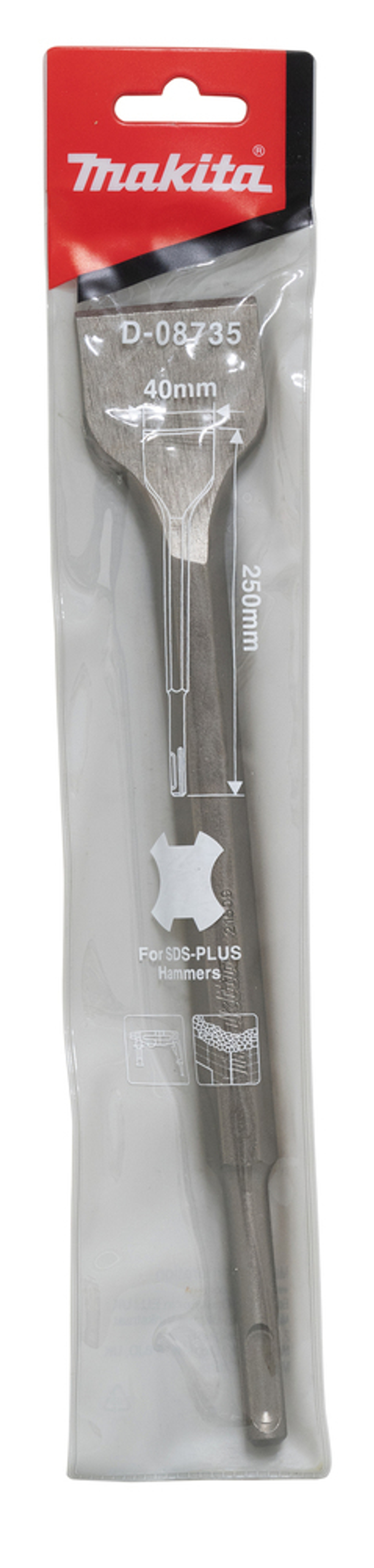 Долото широкое 250x40 мм, SDS-PLUS Makita D-08735 SDS-PLUS Широкое 40 x 250 мм