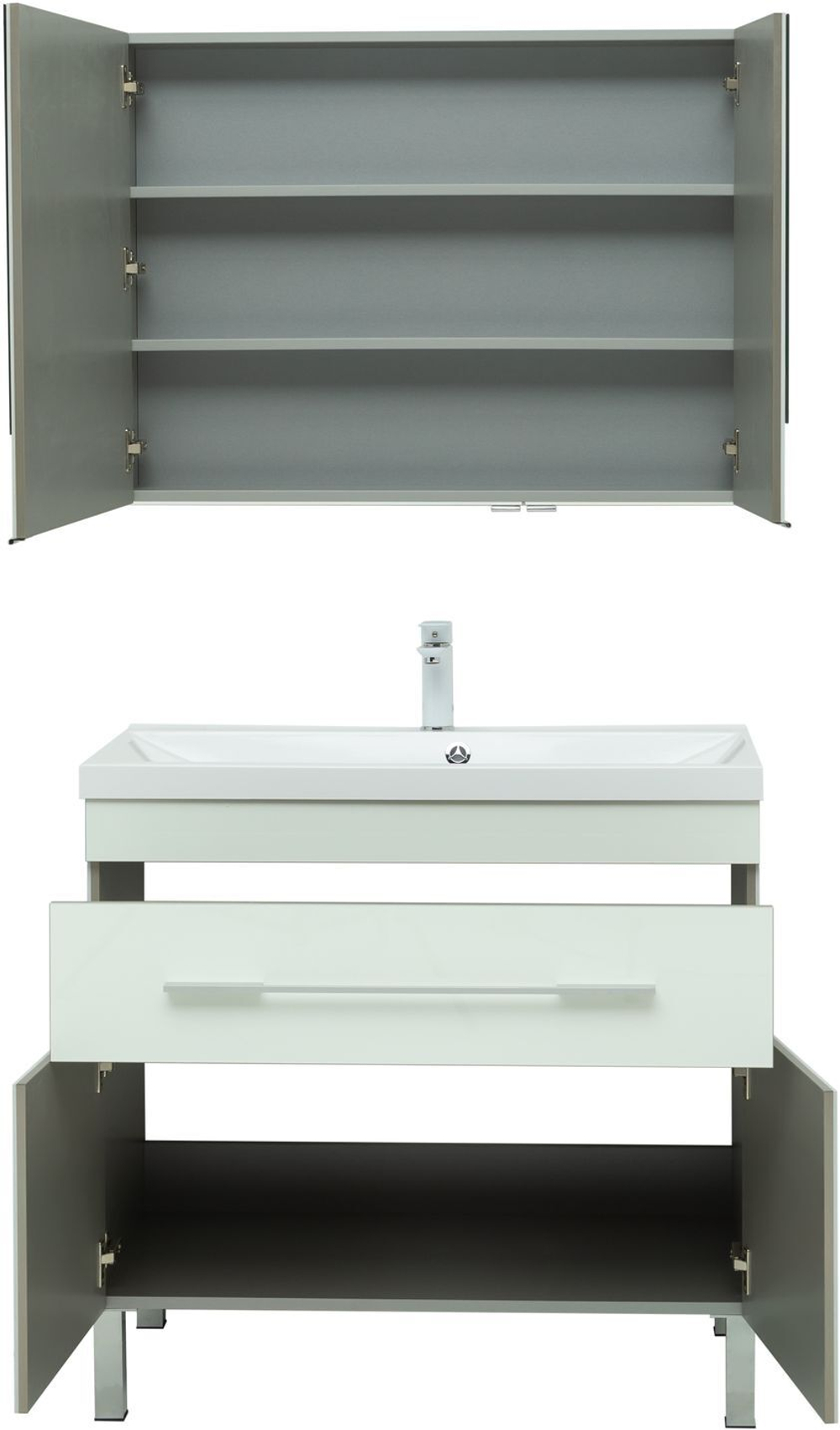 Комплект мебели для ванной Aquanet Верона 90 белый (напольный 1 ящик 2 дверцы)