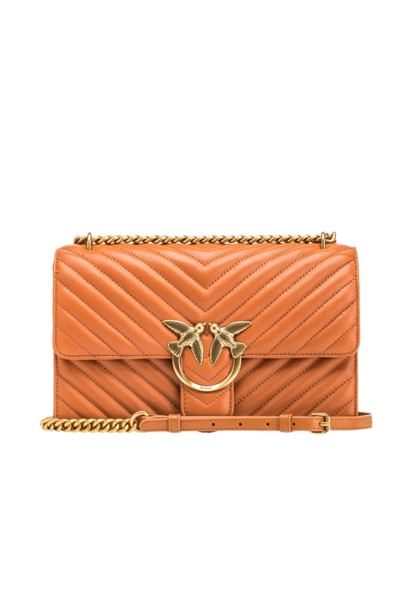 CLASSIC LOVE BAG ONE CHEVRON - cognac/antique gold