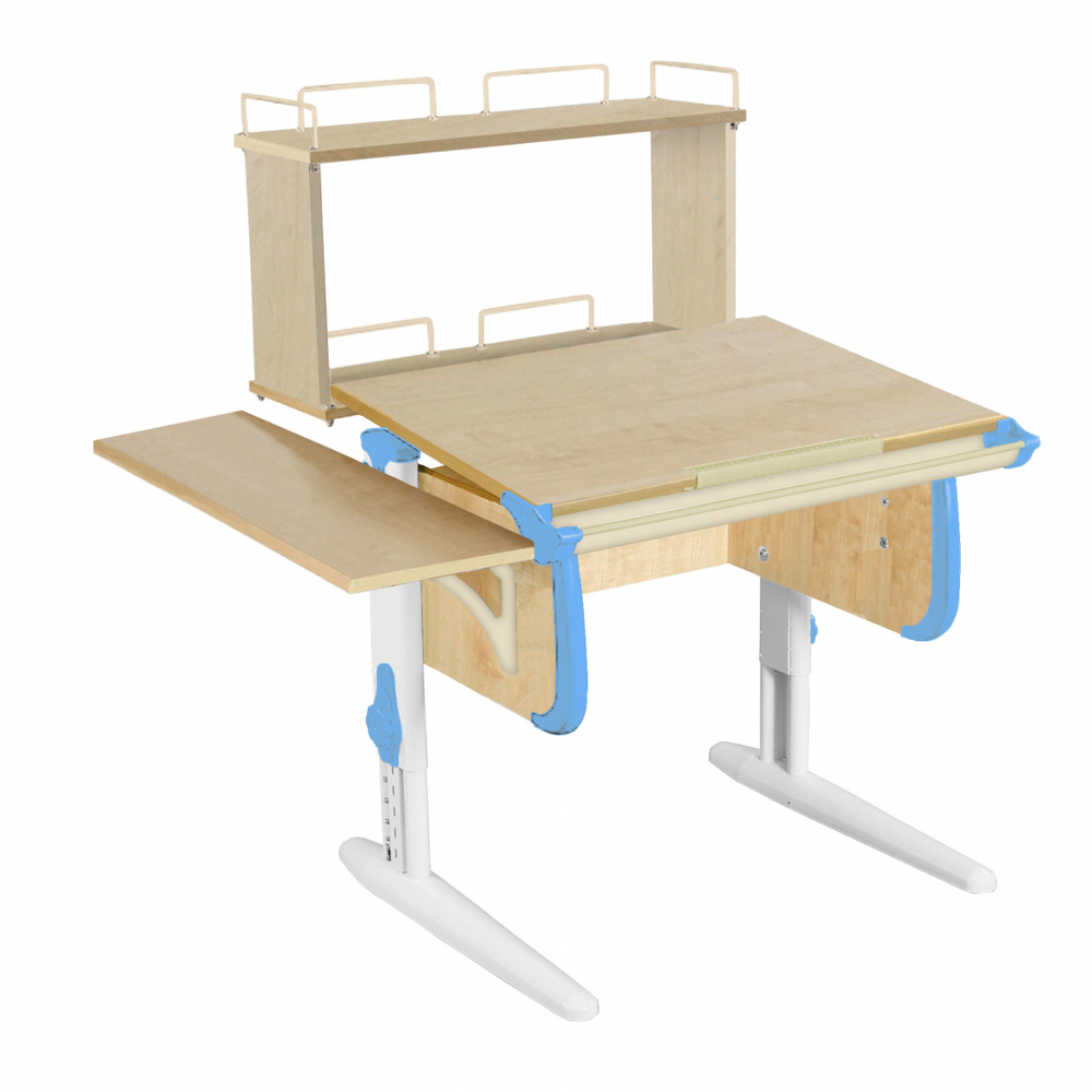 Растущая парта Дэми СУТ 24 с задней двухъярусной полкой СУТ.14.250 и боковой полкой СУТ.24.230 (1020×880 мм)