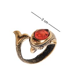 AM-2434 Кольцо «Дельфин капля» (латунь, янтарь)