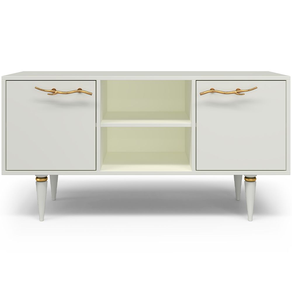 Тумба под ТВ Арт Колор matte 117см Классик Голд Белый опал матовый