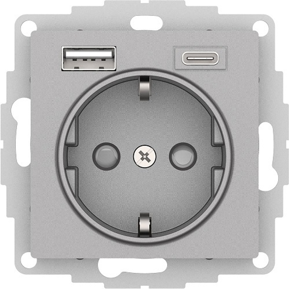 Розетка с заземлением с 2 USB  Systeme Electric ATN000332