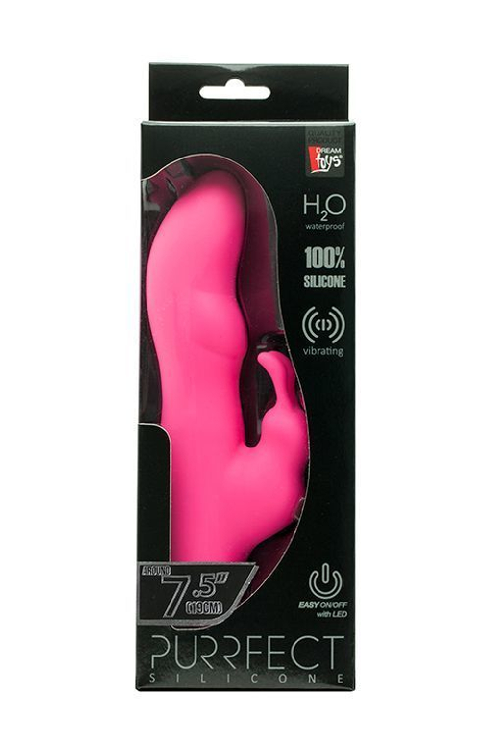 Розовый вибратор с клиторальным стимулятором PURRFECT SILICONE DELUXE RABBIT - 19 см.