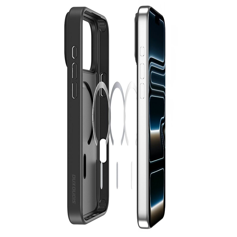 Матовый чехол черного цвета с MagSafe для iPhone 17 Pro Max, серия Yind Series (Open Ring Version) от Dux Ducis