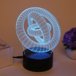 Светильник ночник «3D-Цепи и кольца» на пластиковой подставке, с включателем USB