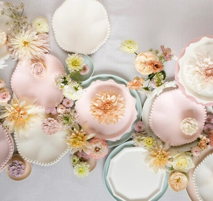 Тарелки "Бамбуковые кремовые с декоративным краем, мал." 8 шт. (23,8 x 23,8см)