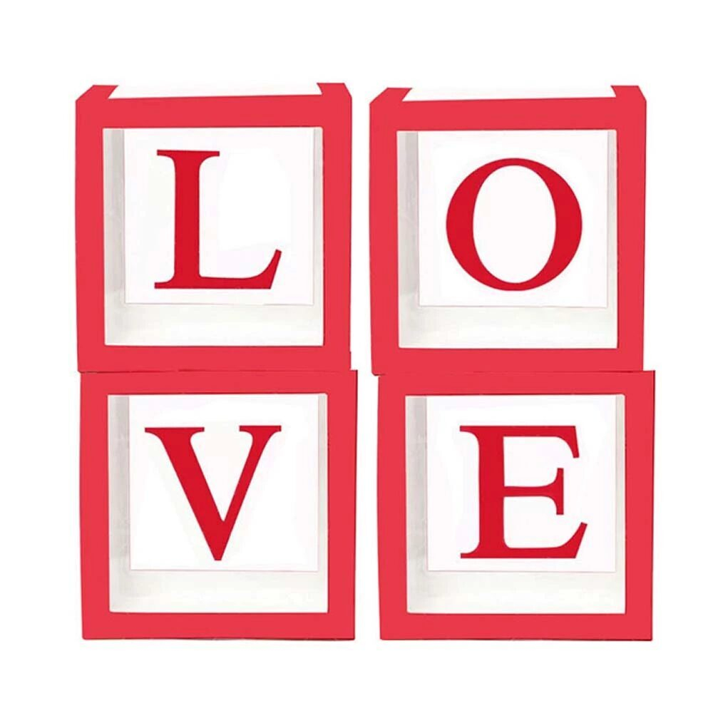 Набор коробок для шаров Love, Красный, 30*30*30 см, 4 шт. в кор.