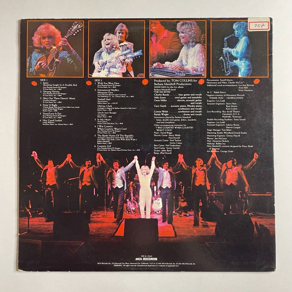 Винтажная виниловая пластинка LP Barbara Mandrell Live (USA 1981)