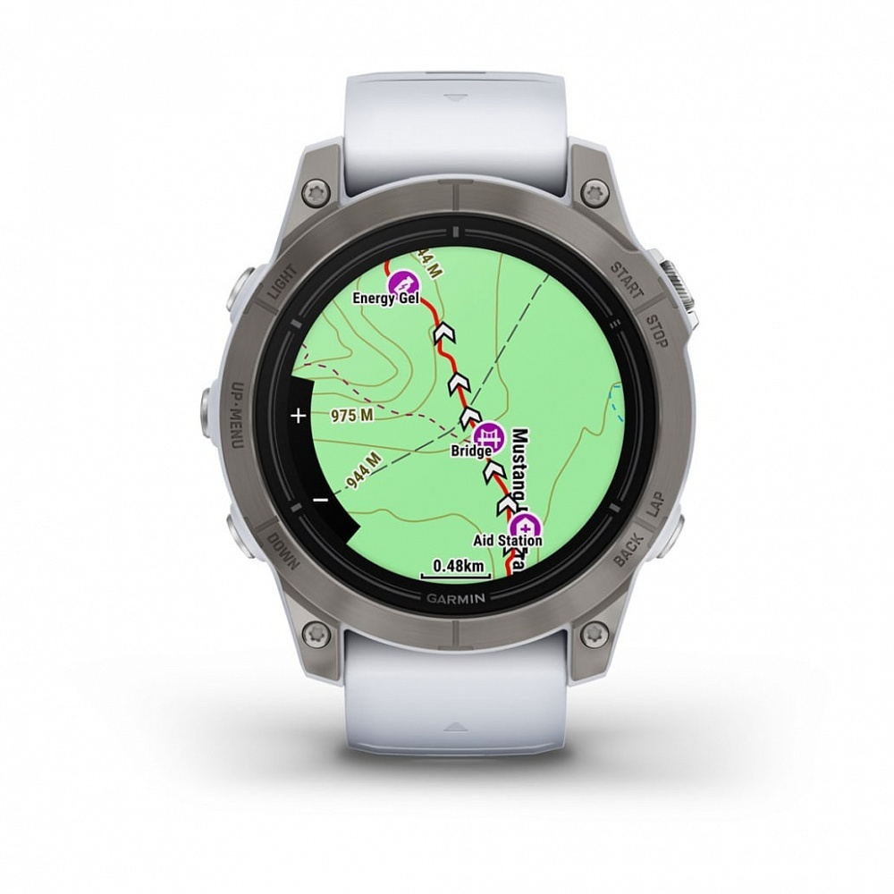 Смарт часы Garmin Epix Pro (Gen 2) Sapphire Edition 47 мм, титановый, белый DLC, белый ремешок