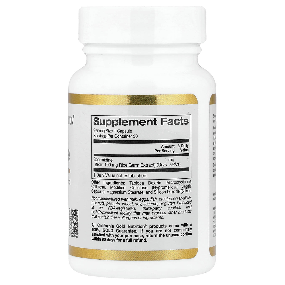California Gold Nutrition, спермидин, экстракт ростков риса, 1 мг, 30 растительных капсул