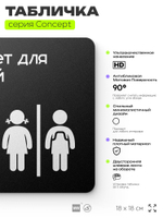 Табличка Туалет для детей, на дверь и стену, навигационная и информационная, серия CONCEPT, 18х18 см, Айдентика Технолоджи