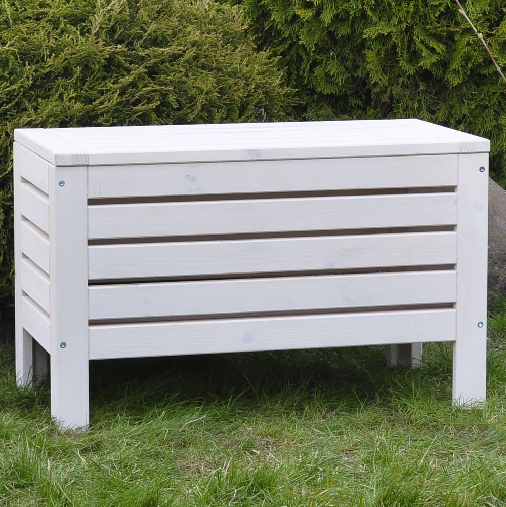 Сундук скамья деревянный для хранения вещей Эпларо для мангала и для сада, белый